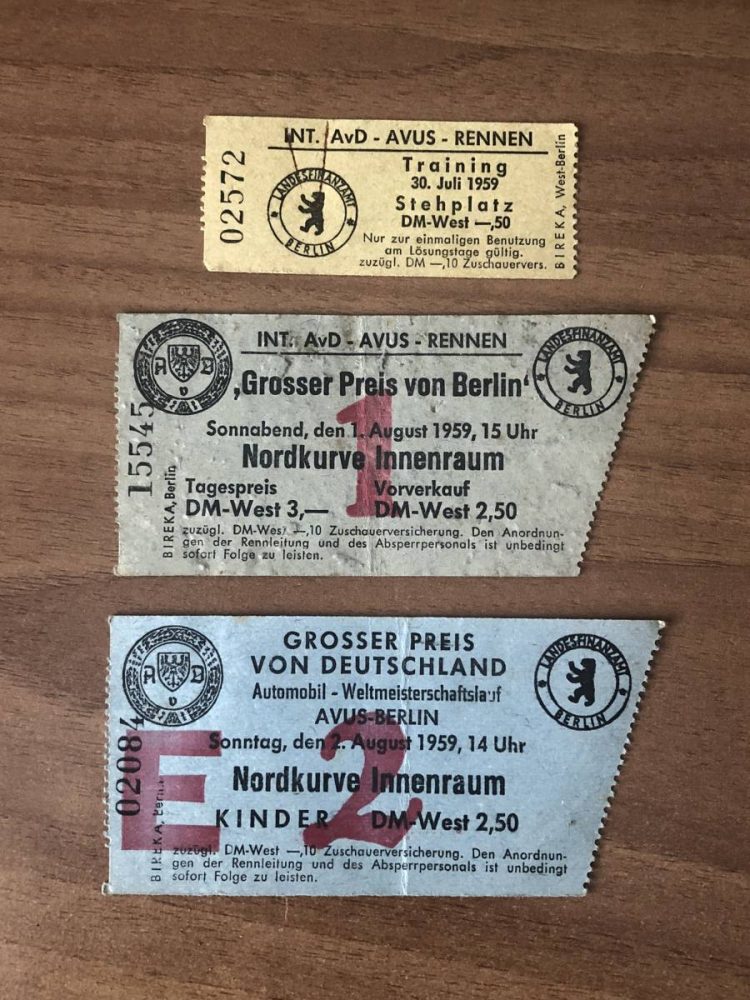 Eintrittskarte Großer Preis von Deutschland 1959