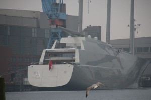 Segelyacht Sailing Yacht A in der Werft German Naval Yards in Kiel