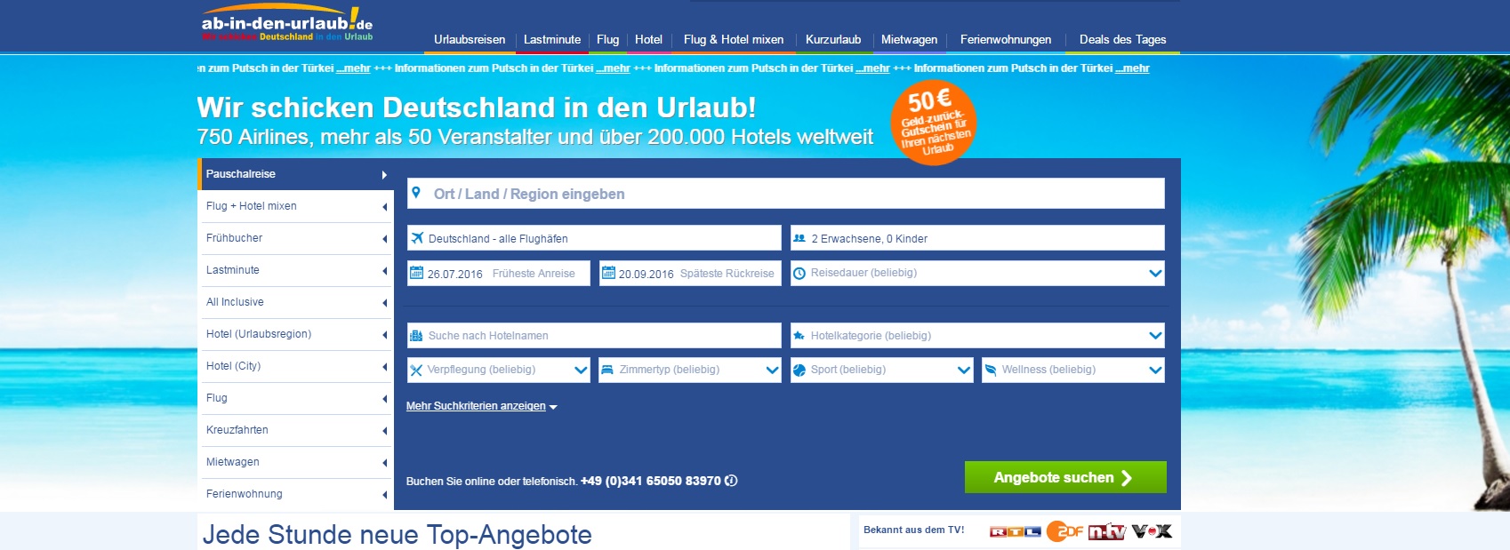Screenshot Startseite ab-in-den-urlaub.de am 19.07.2016