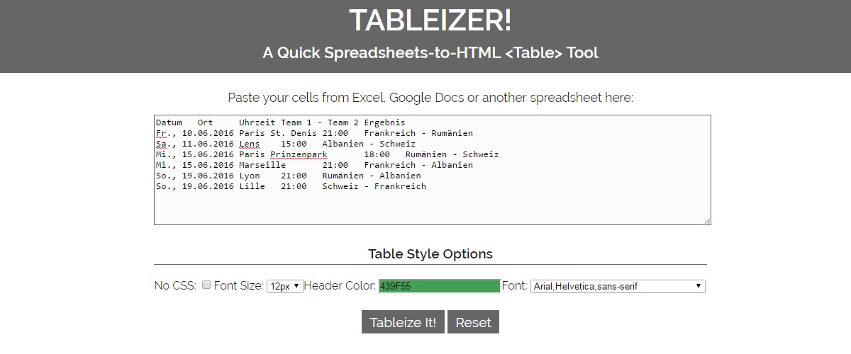 Mit TABLEIZER! Tabellen in HTML umwandeln